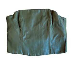 Natori Faux Leather Olive Green Corset Crop Top